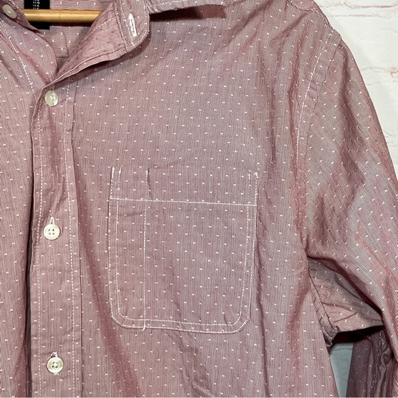 Gap Dress Shirt Mens Size Large Purple Polka Dot Long Sleeve Button Up Slim Fit - Picture 3 of 8